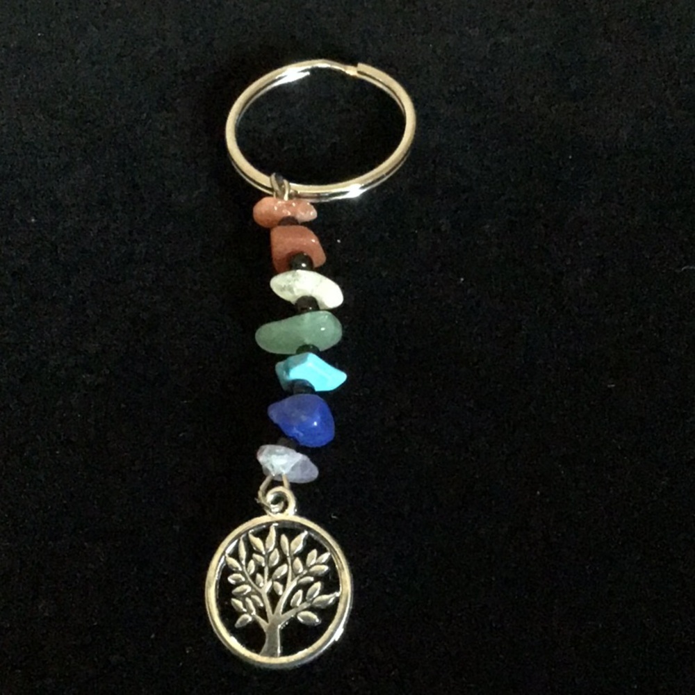 7 Chakra with Tree of Life Charm Keychain